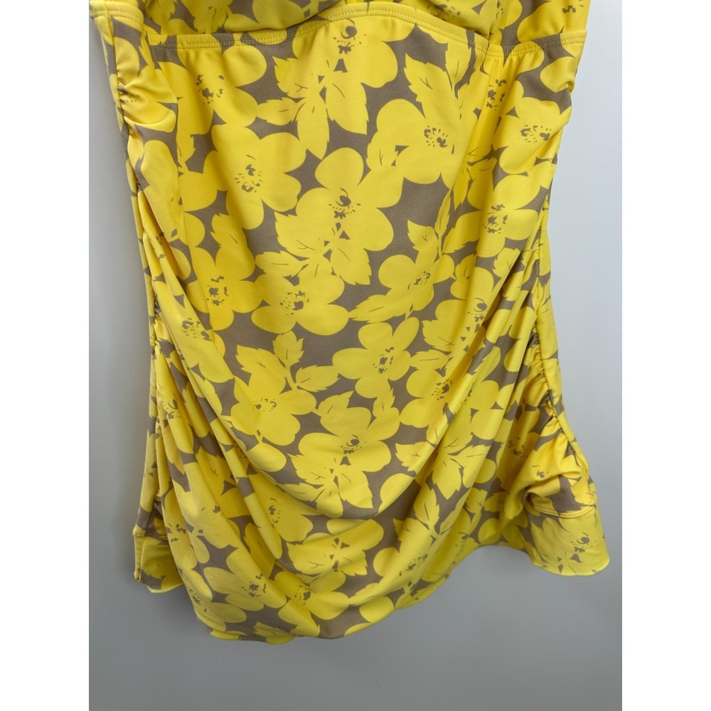 Shore Shapes Swimwear Yellow Floral Ruched Swim Dress Womens Size 14 Resort Vaca - Picture 14 of 16